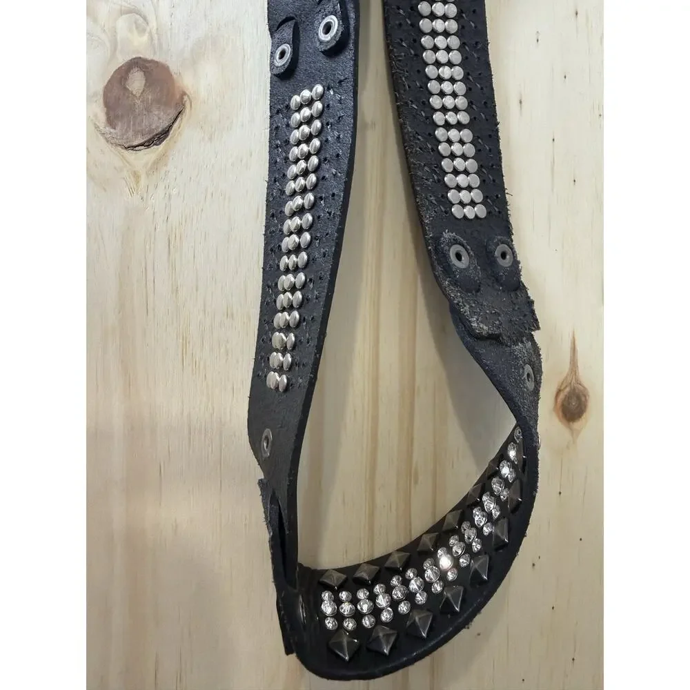 Daytrip Belt Black Genuine Leather Women’s M Rhinestones & Studded Bling - Picture 8 of 13